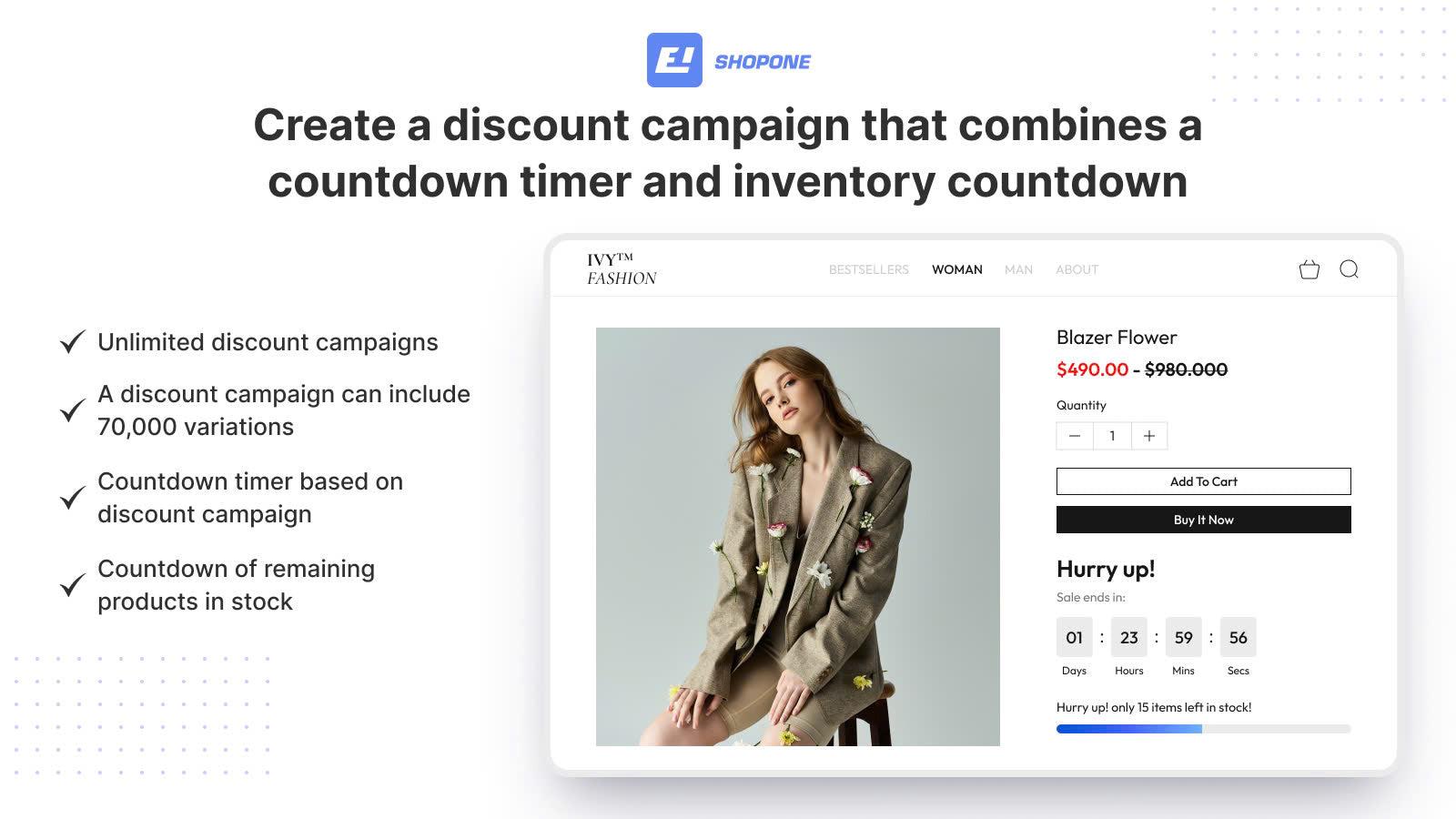 bulk discount, countdown timer & inventory countdown