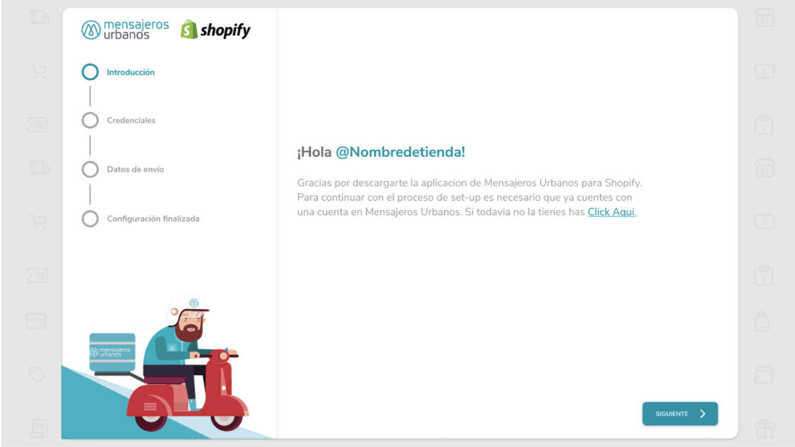 Vista del onboarding.