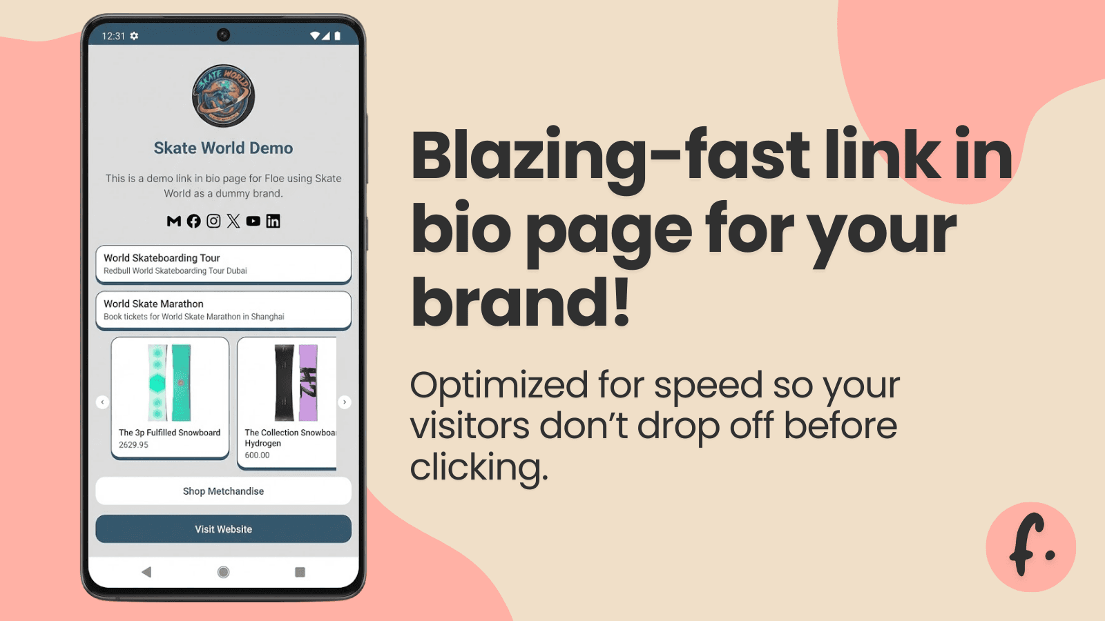 Blazing fast link in bio page