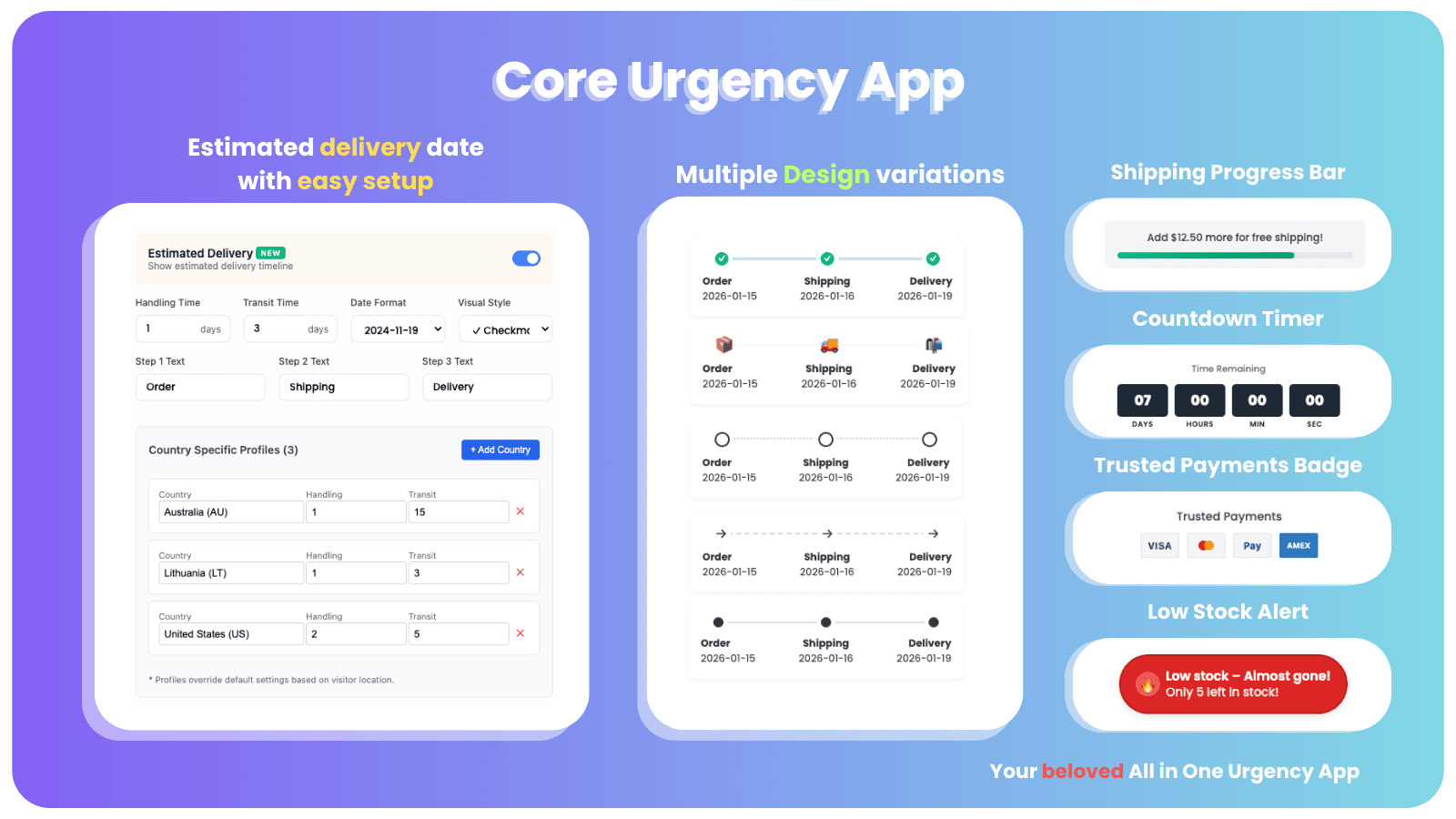 Product page showing delivery estimate and trust badges