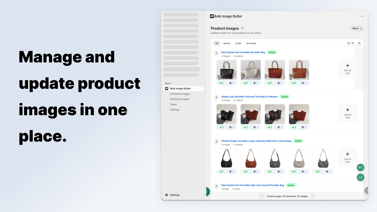 Bulk manage and update product images in Shopify admin