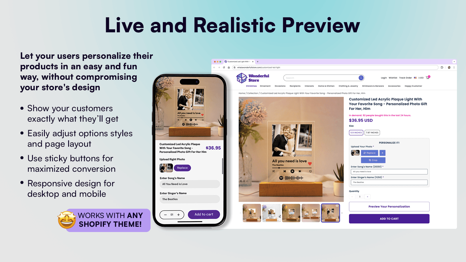 Live & Realistic Previews - Customily Product Customizer