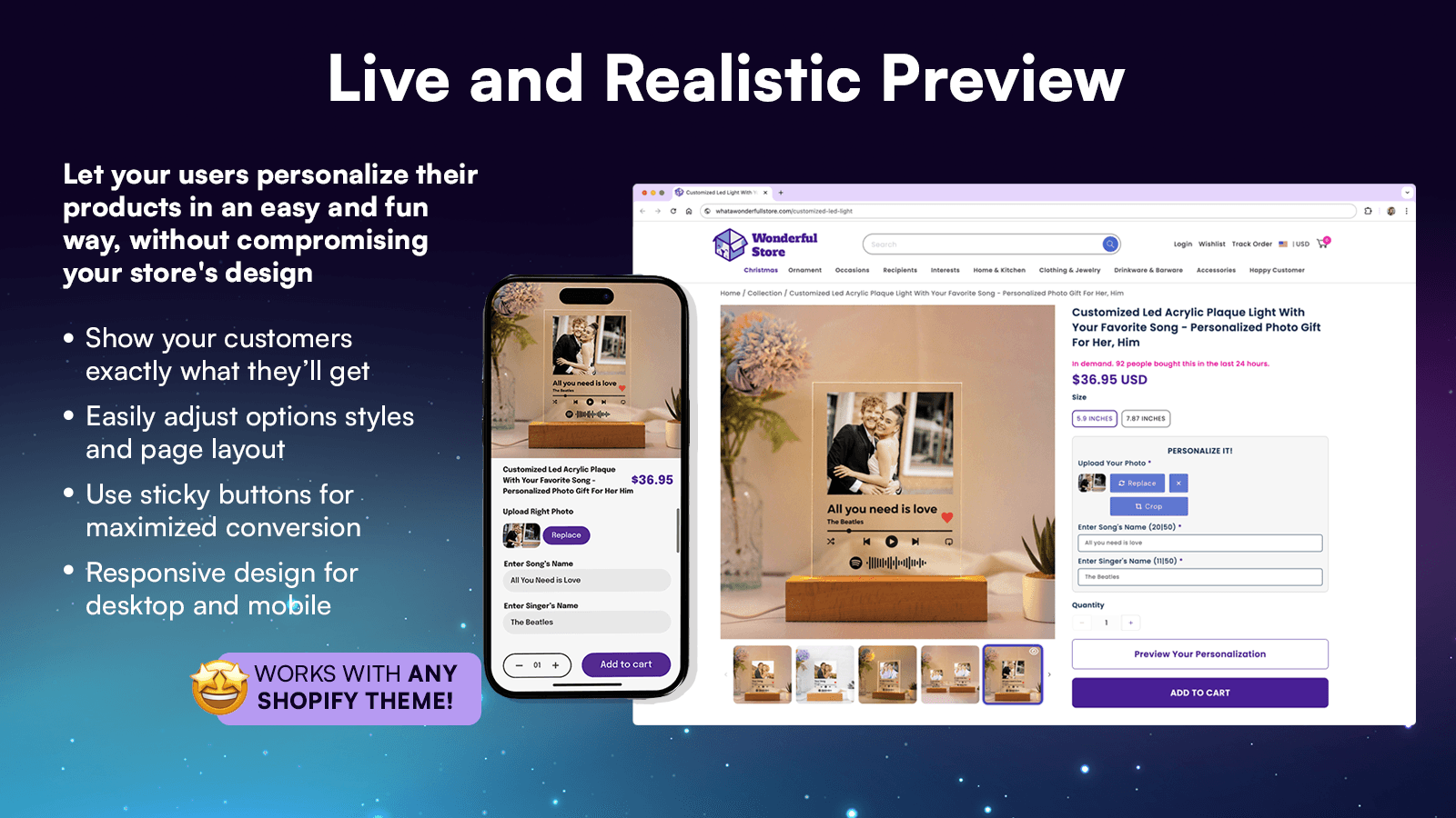 Live & Realistic Previews - Customily Product Customizer