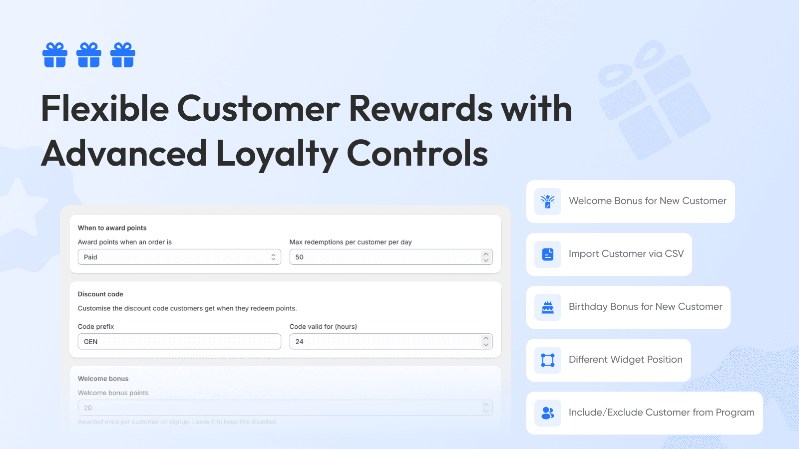 Build customer trust through reward & discount
