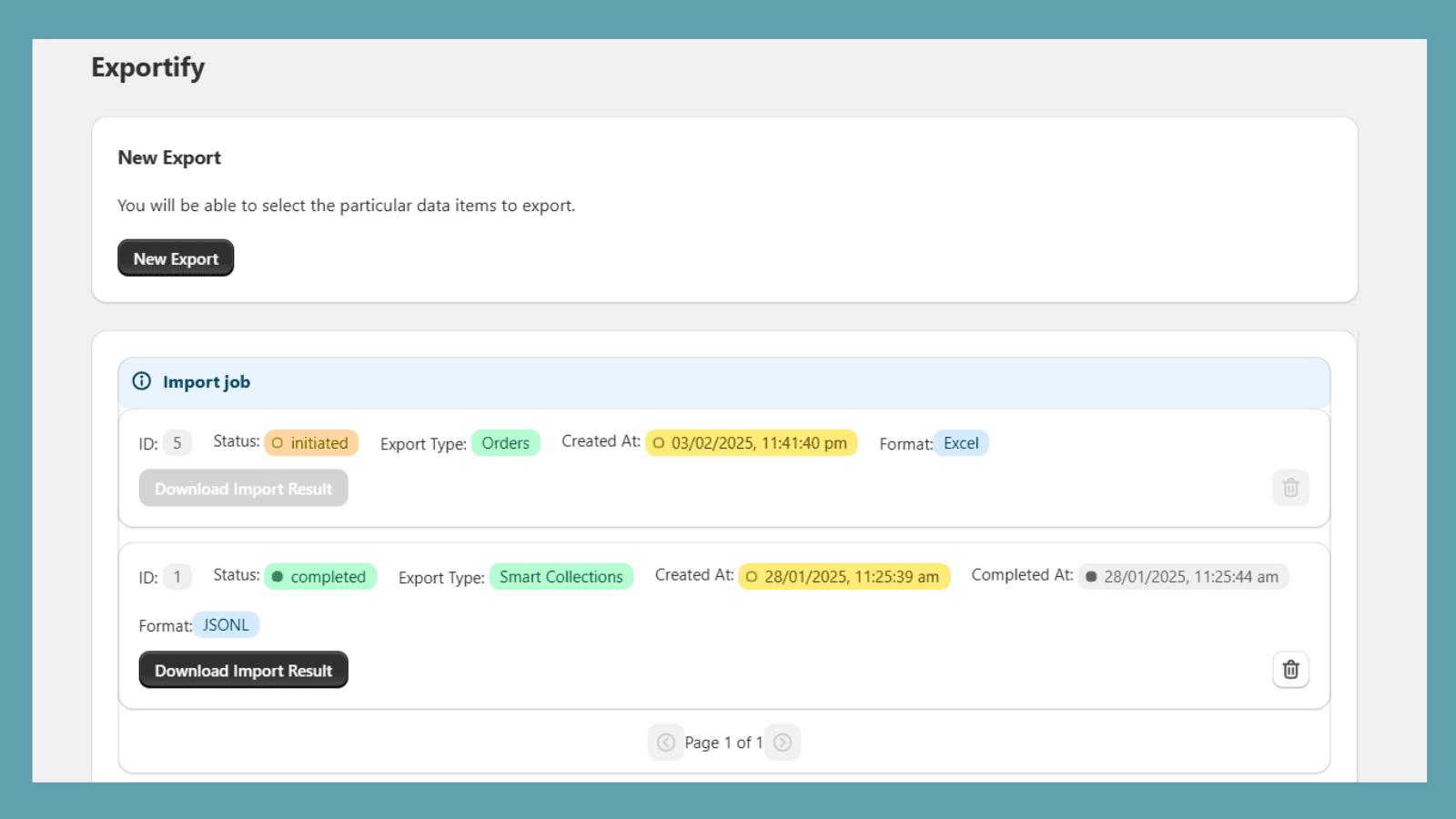 Import user interface