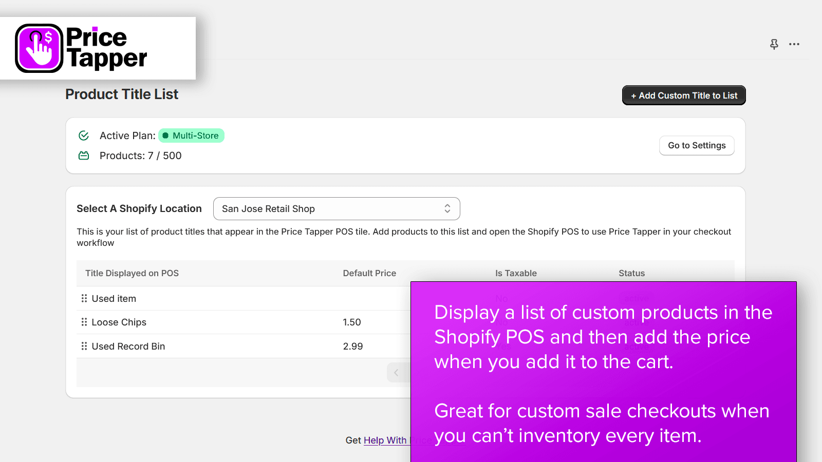 Create a list of custom sale items to access from the POS