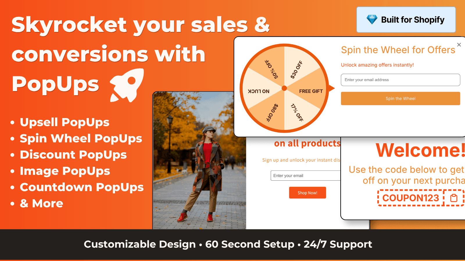 Boost sales with upsell popups and discount popups for shopify.