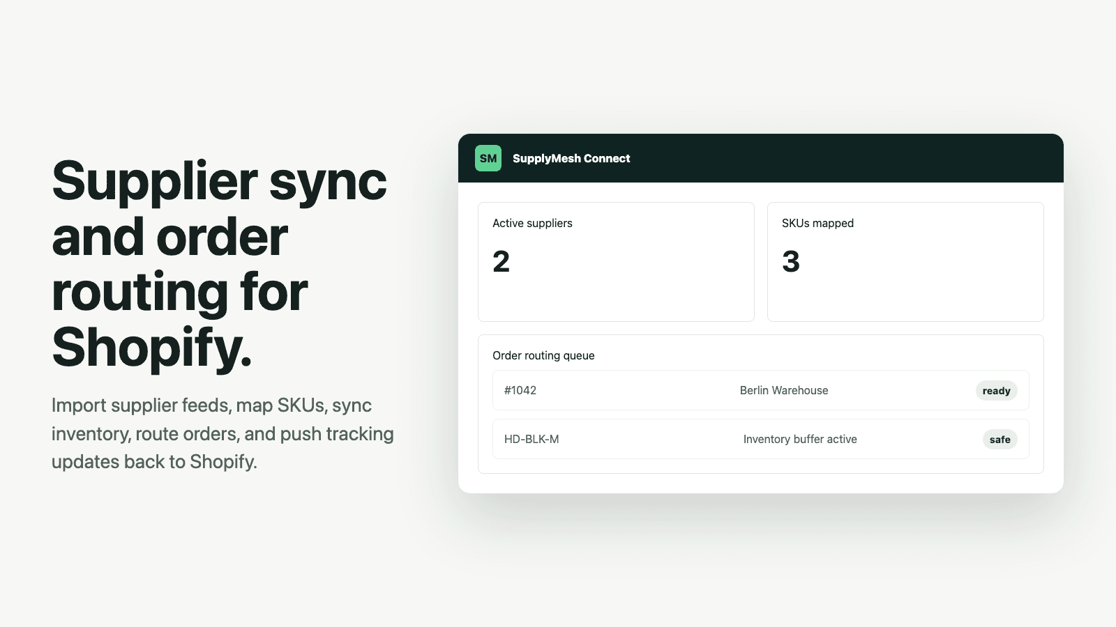 SupplyMesh Connect supplier operations dashboard