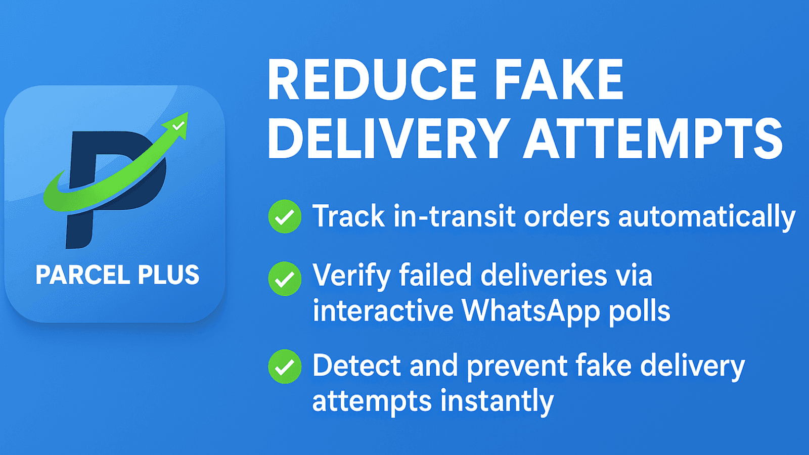Parcel Plus app banner highlighting fake delivery attempt preven