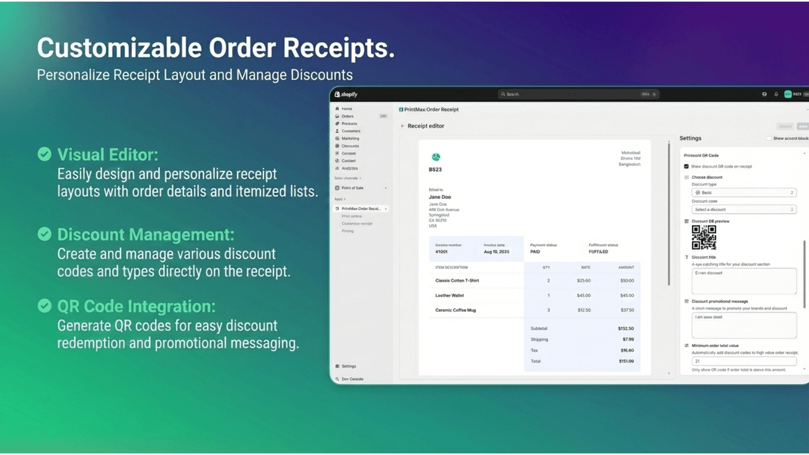 Customize order receipt with Printmax