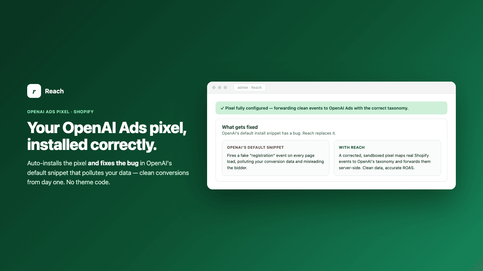 OpenAI Ads pixel auto-installed and corrected on Shopify