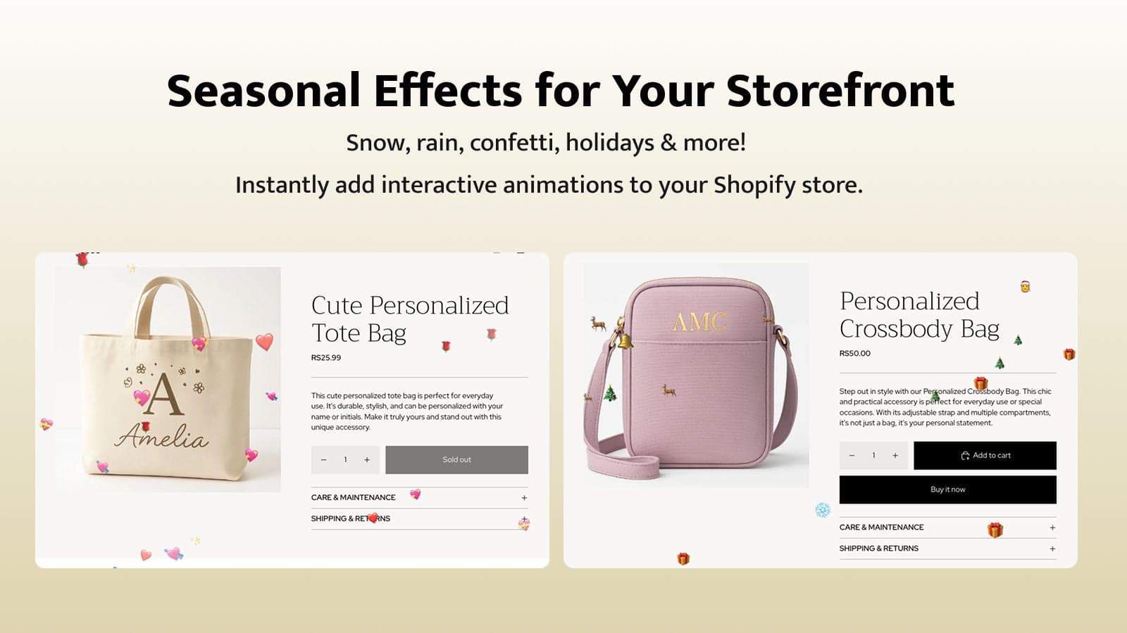 Seasonal effects for you storefront