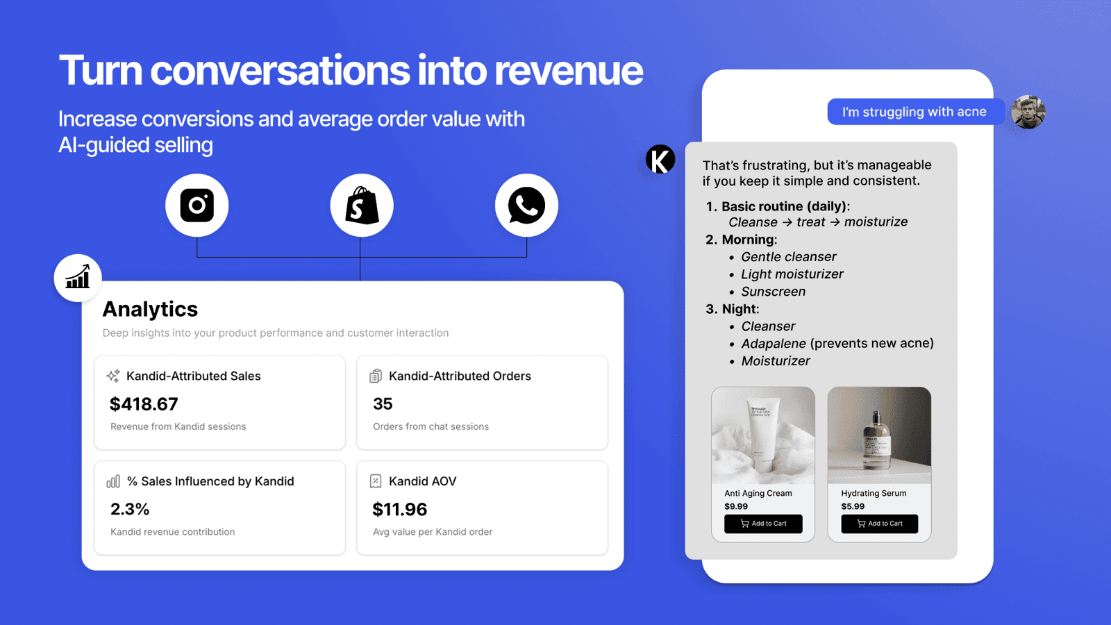 AI-guided selling that turns customer chats into revenue
