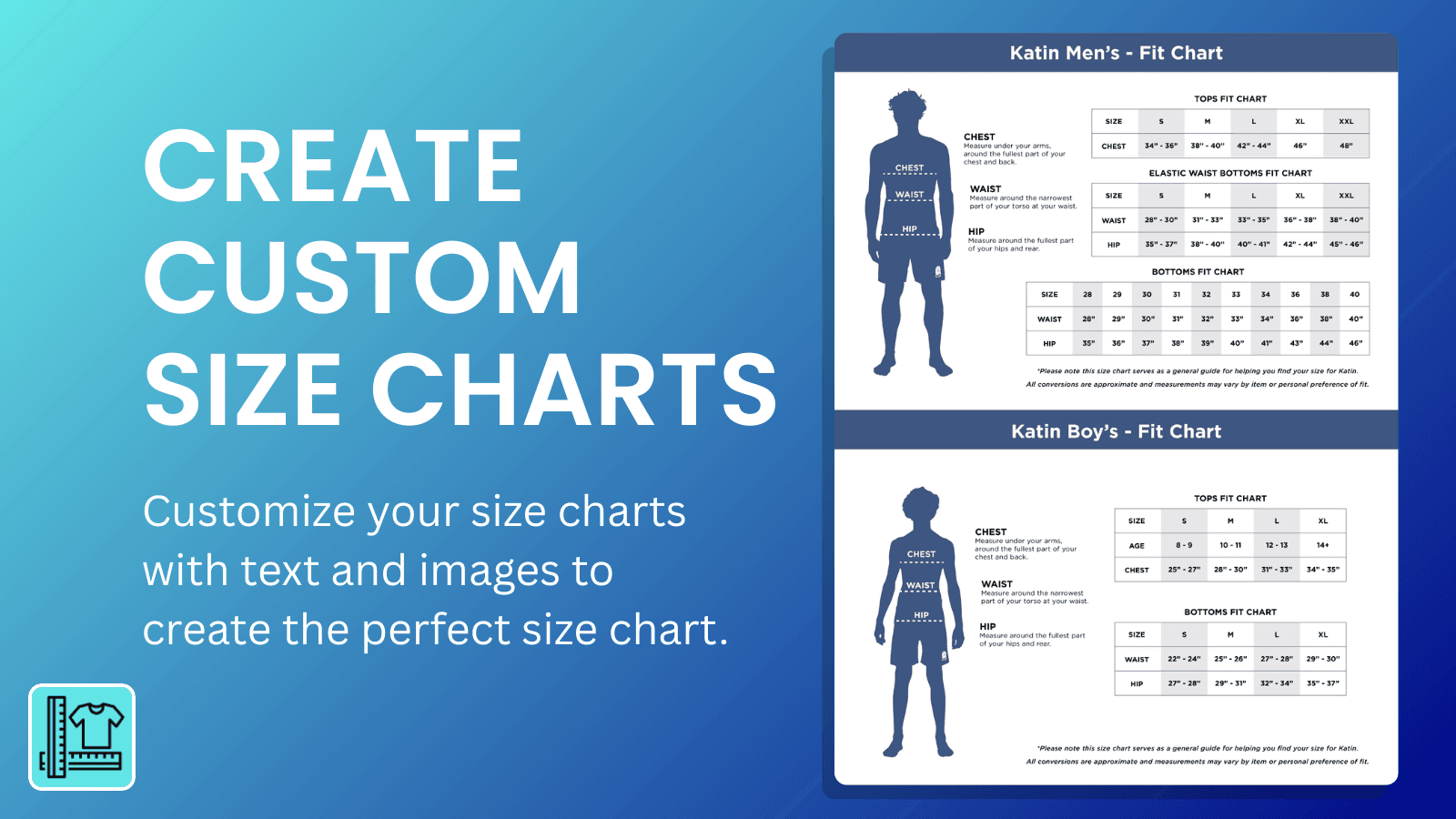 Size chart product view