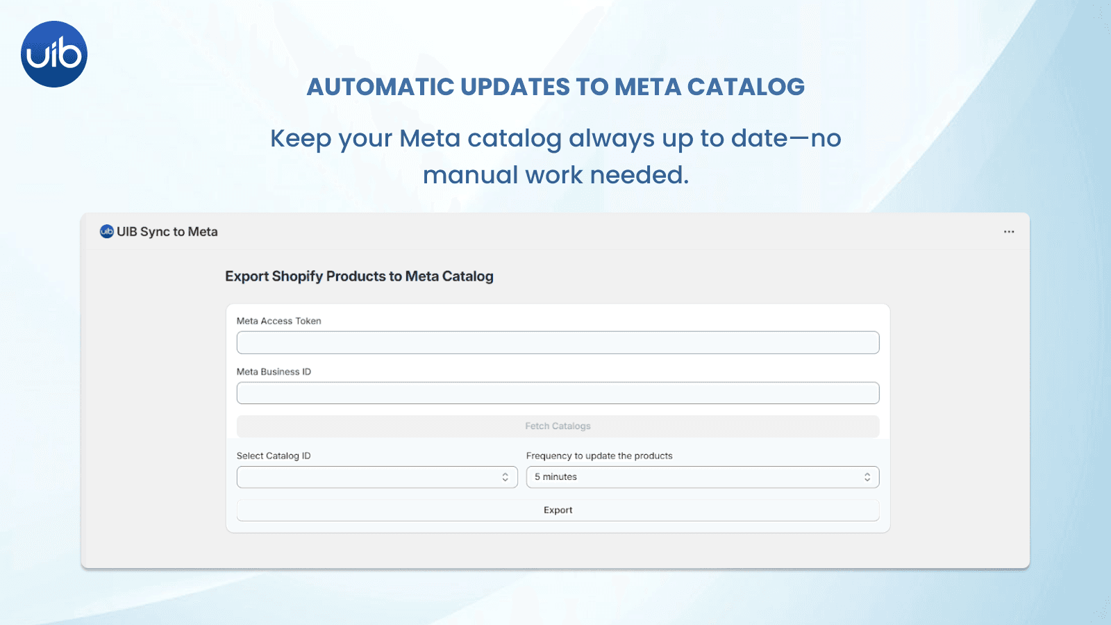 One-click export to Meta catalog