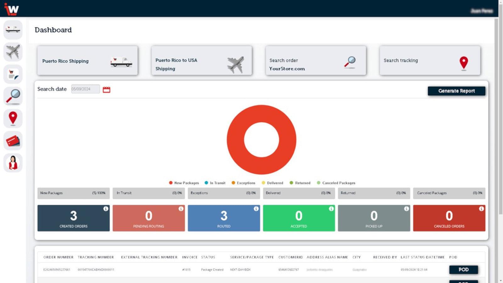 iwide's main page tracks entire delivery process.