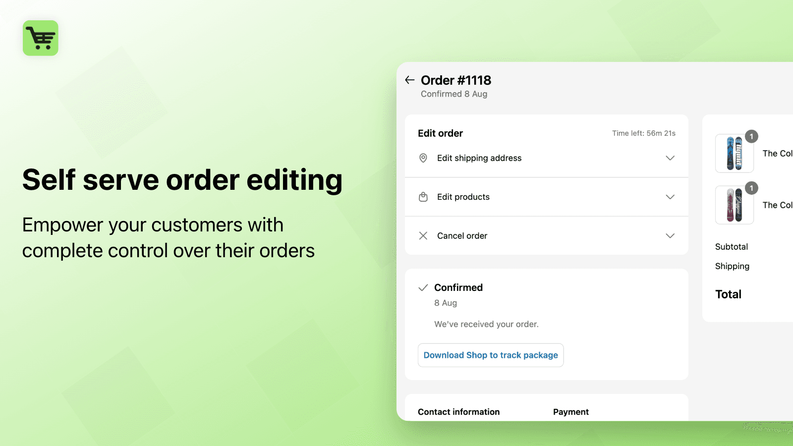 Self server order editing