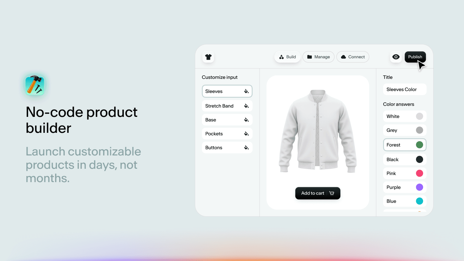 No-code product builder | Launch custom products in days