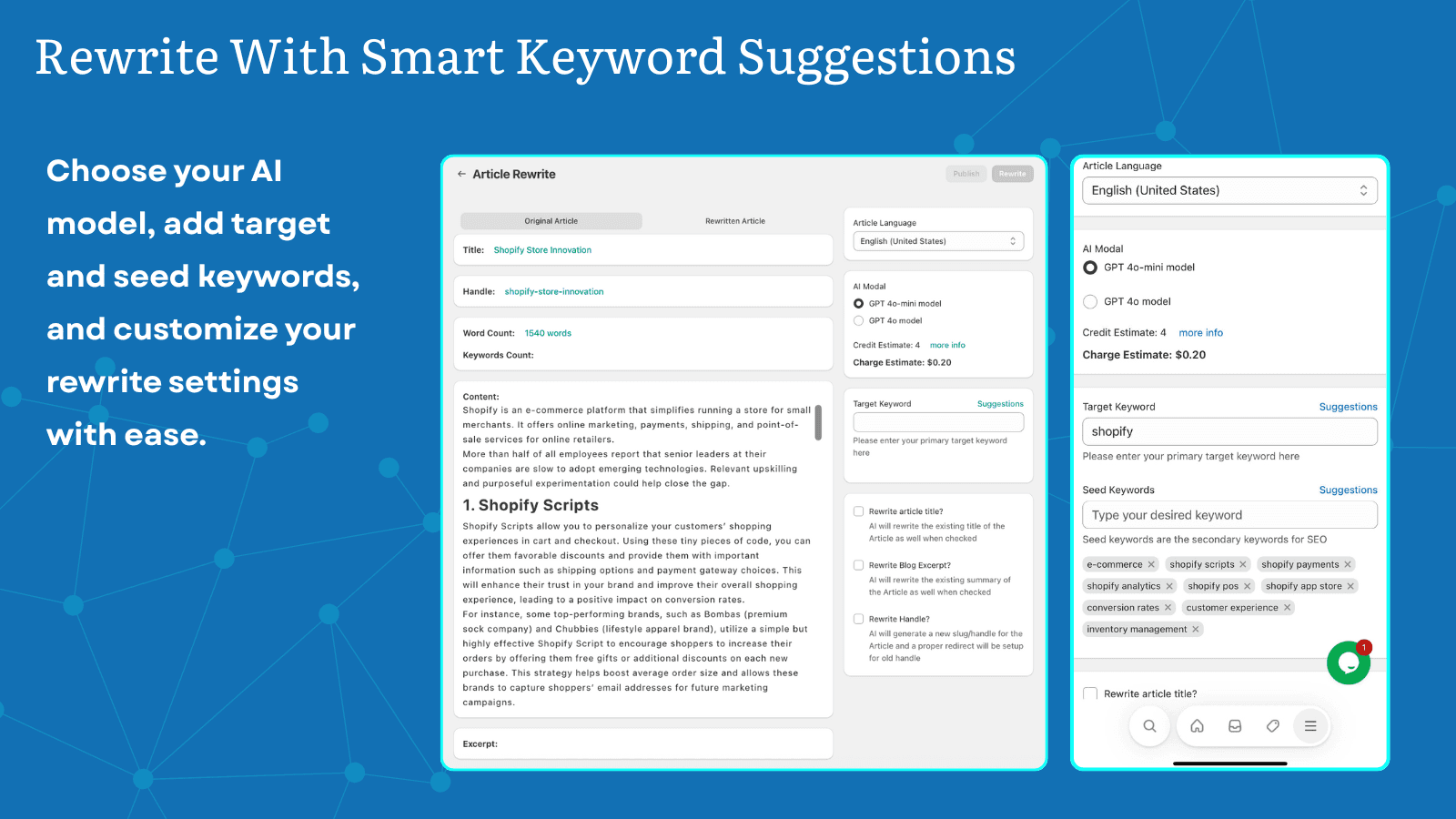 Smart keyword Suggessions