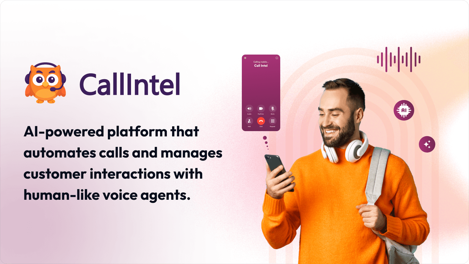 CallIntel AI calling interface shown with user receiving a call