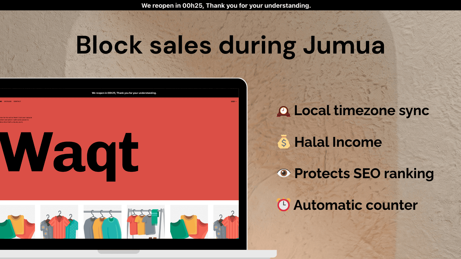 Auto-pause Shopify checkout during Jumu'ah with Waqt.