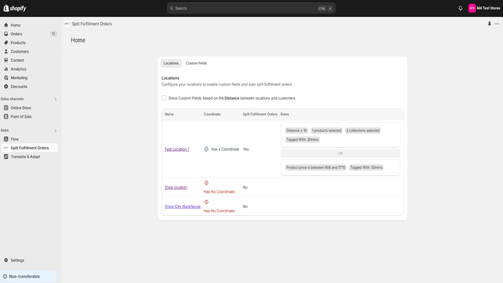Store locations management