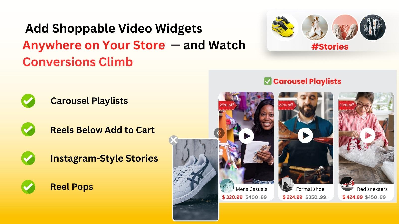Shoppable Instagram Reels feature with customizable video layout