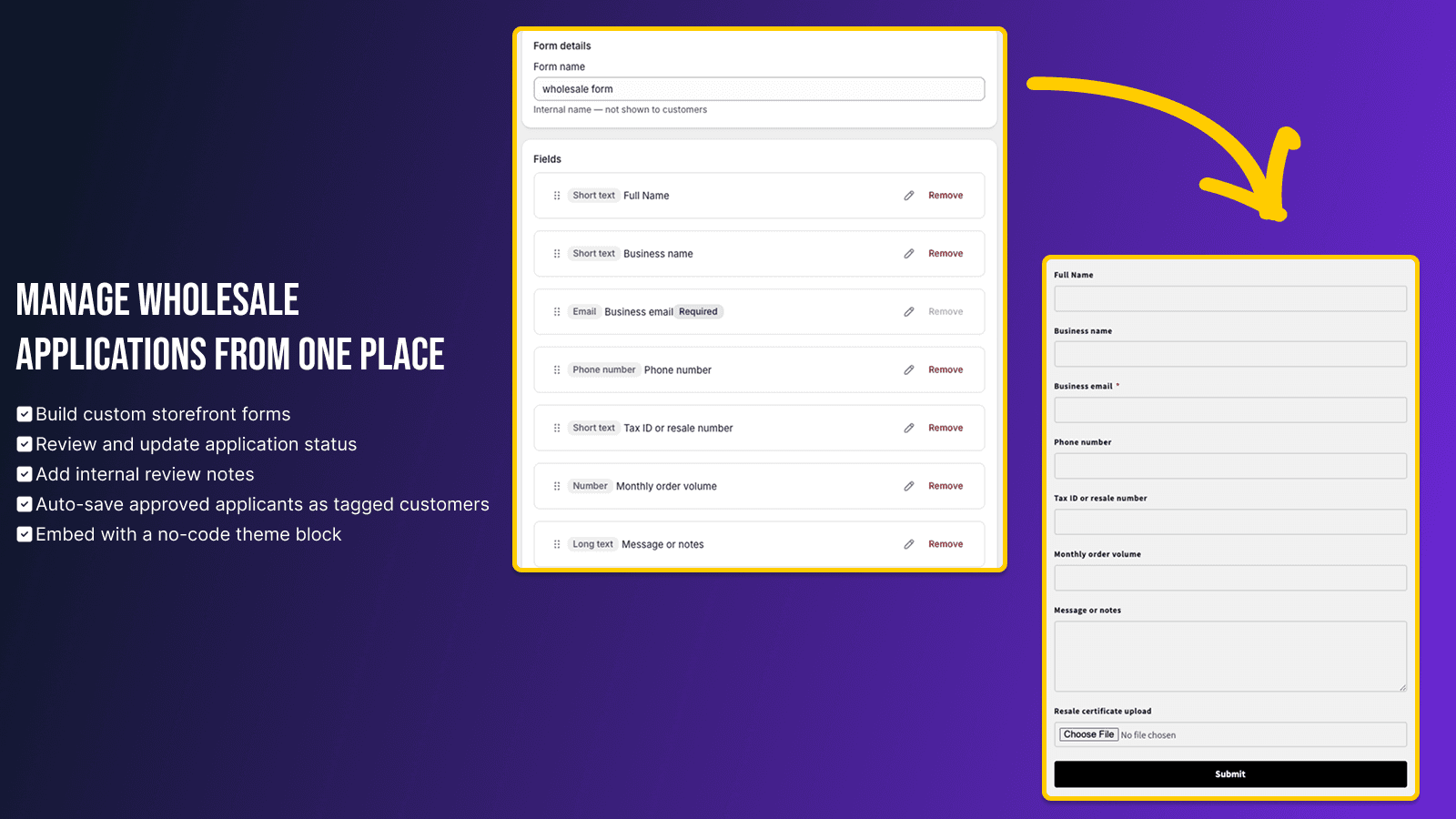 edit form and preview screens