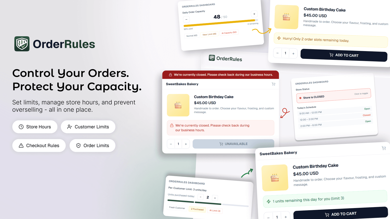 Control orders and prevent overselling with OrderRules