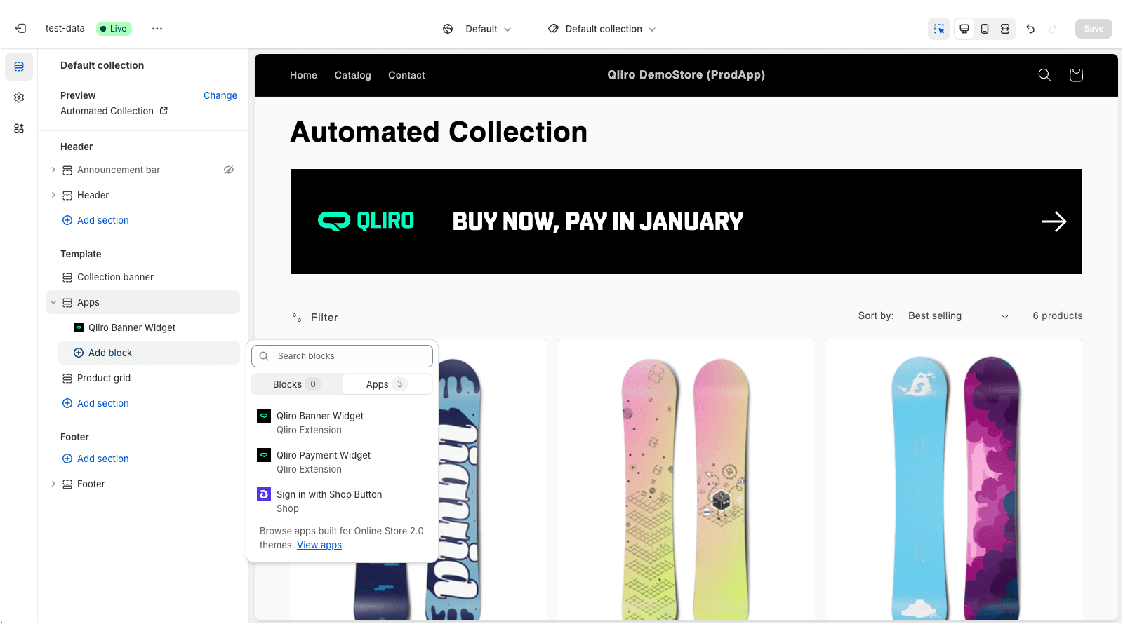 Add Qliro Banner Widgets