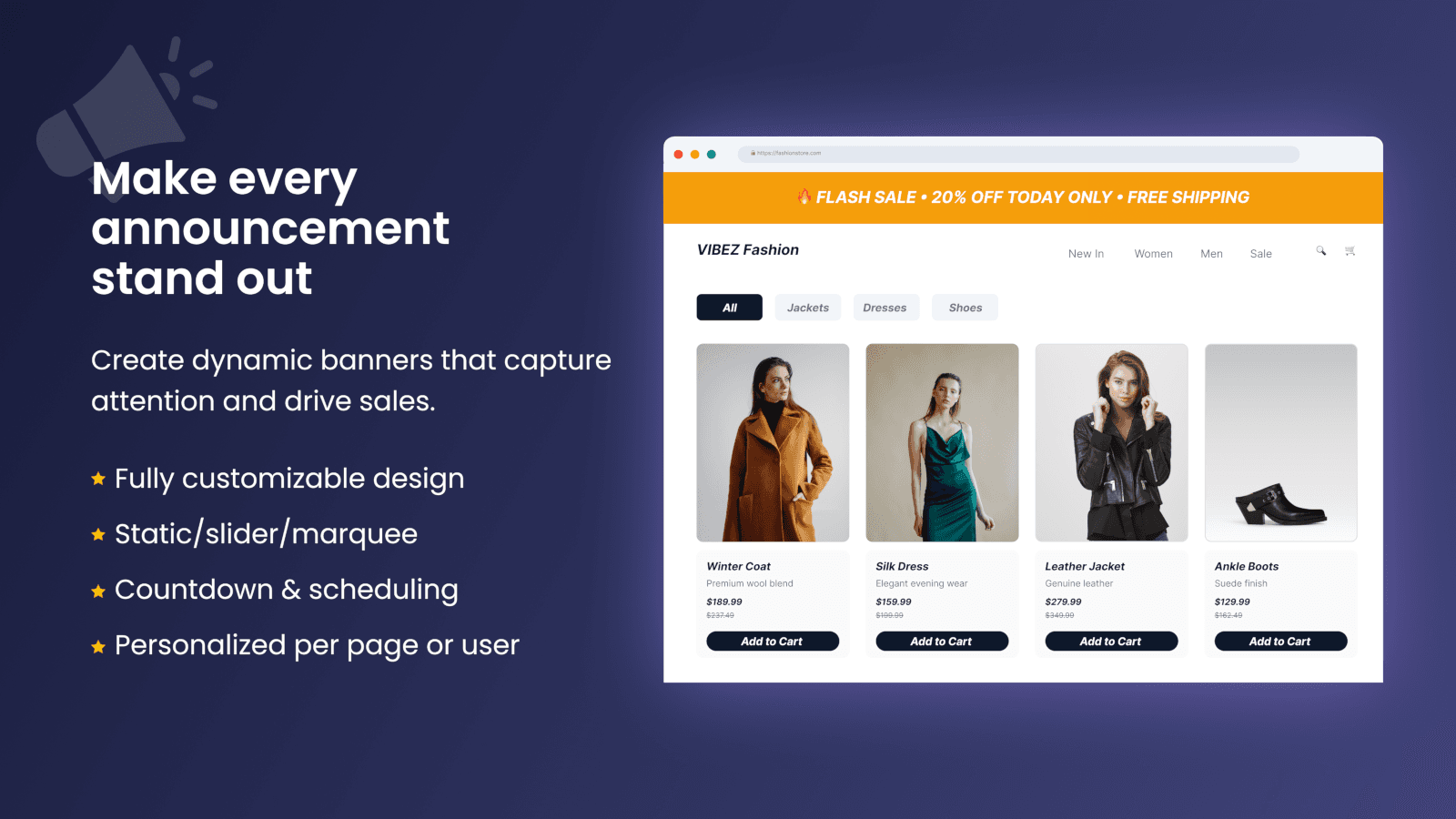 Make your announcement standout in shopify store