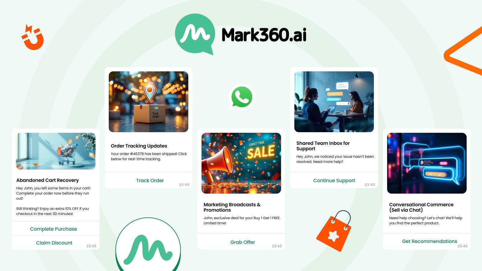 whatsapp automation features includes abended cart and chatbots