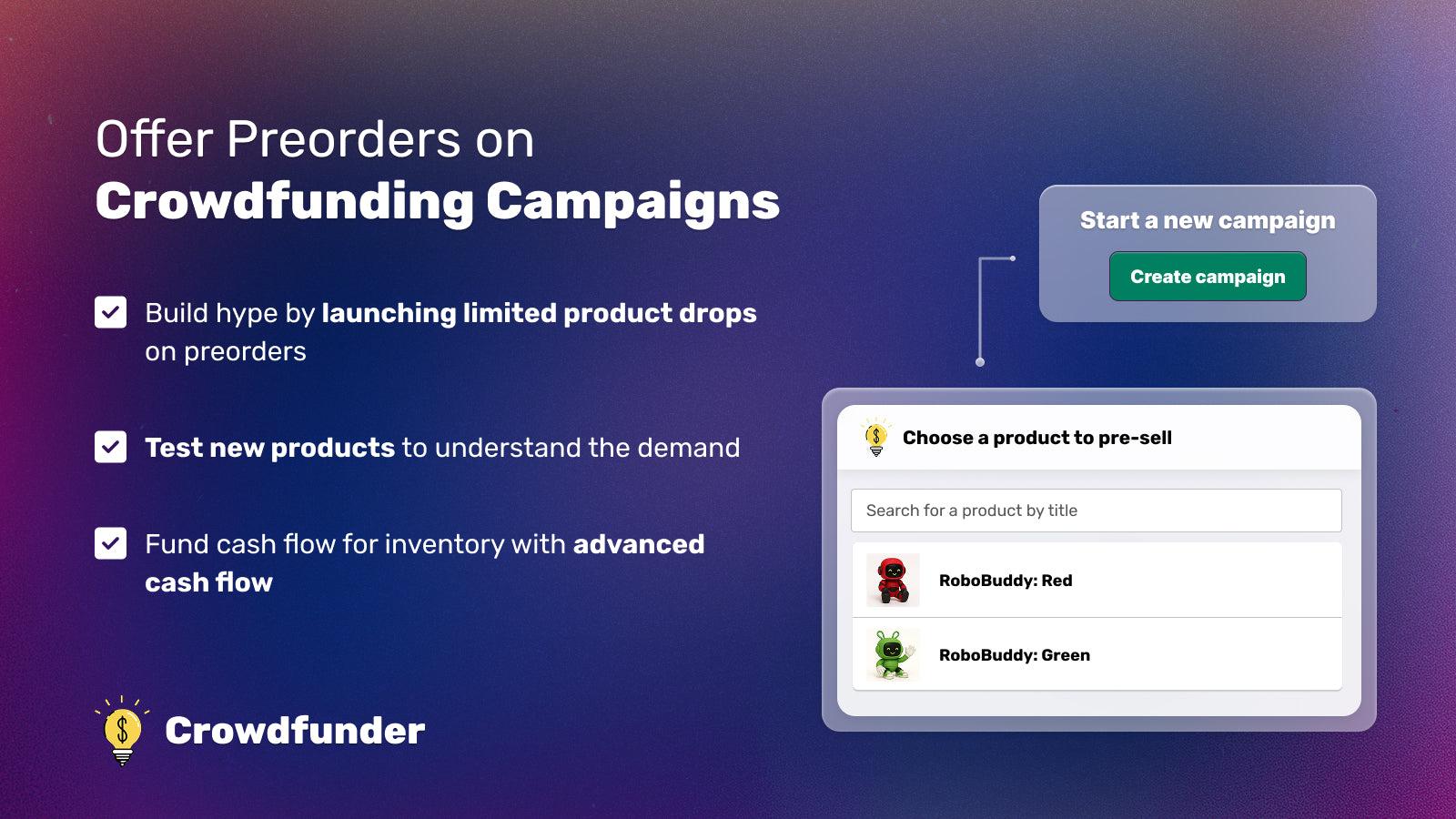 Crowdfunder dashboard showing campaign progress with time left