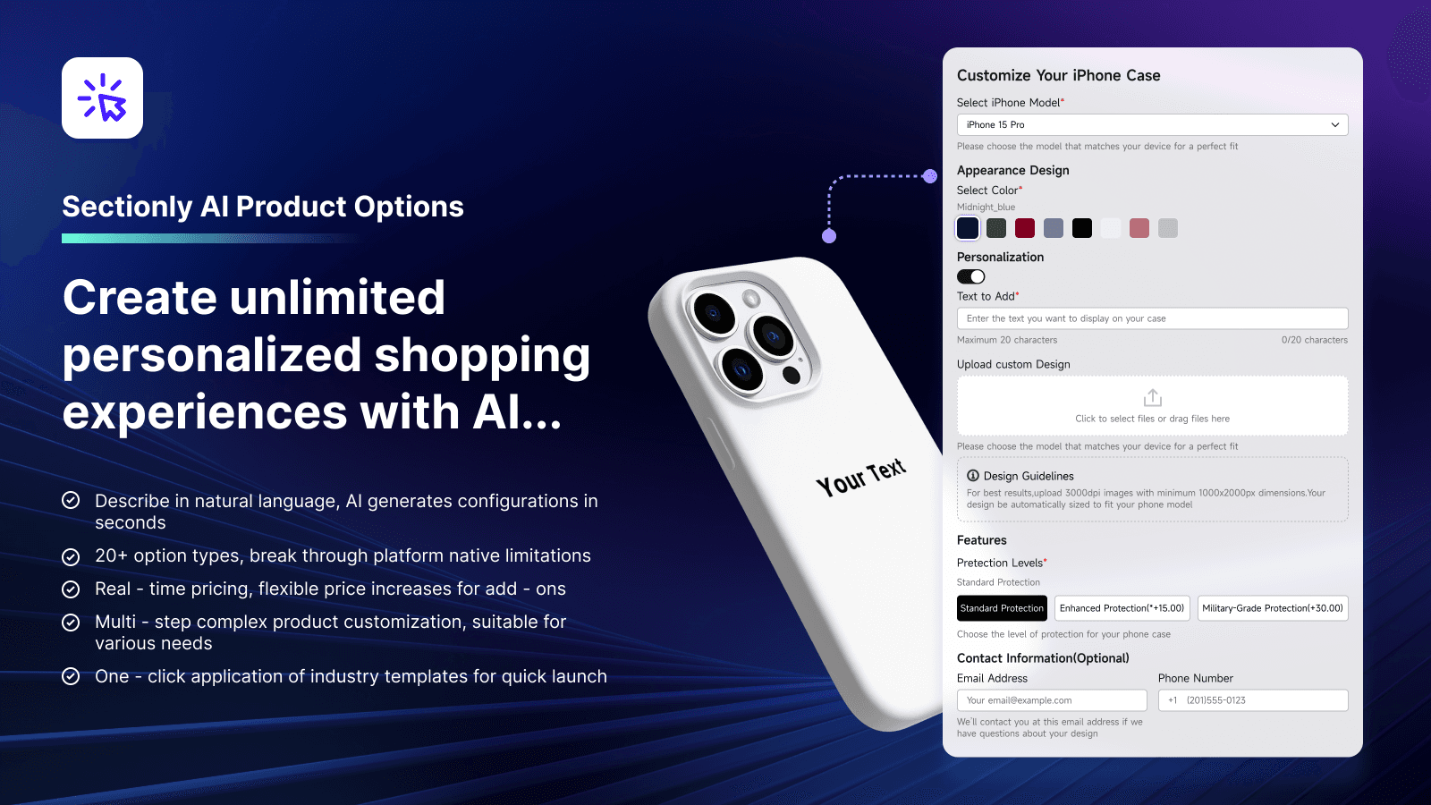 Sectionly AI Product Options, AI-powered personalized shopping