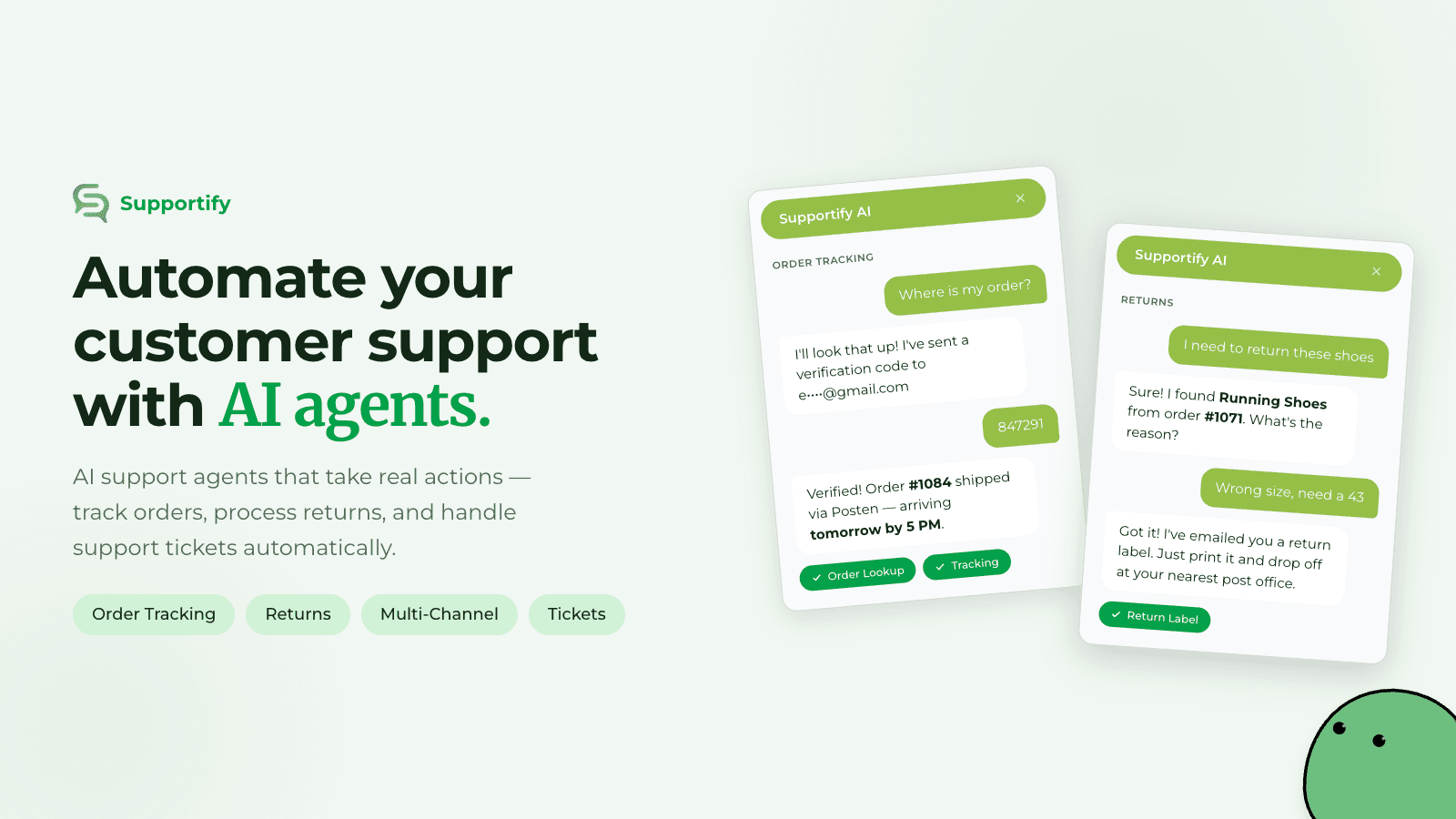 AI chat widget handling real customer inquiries