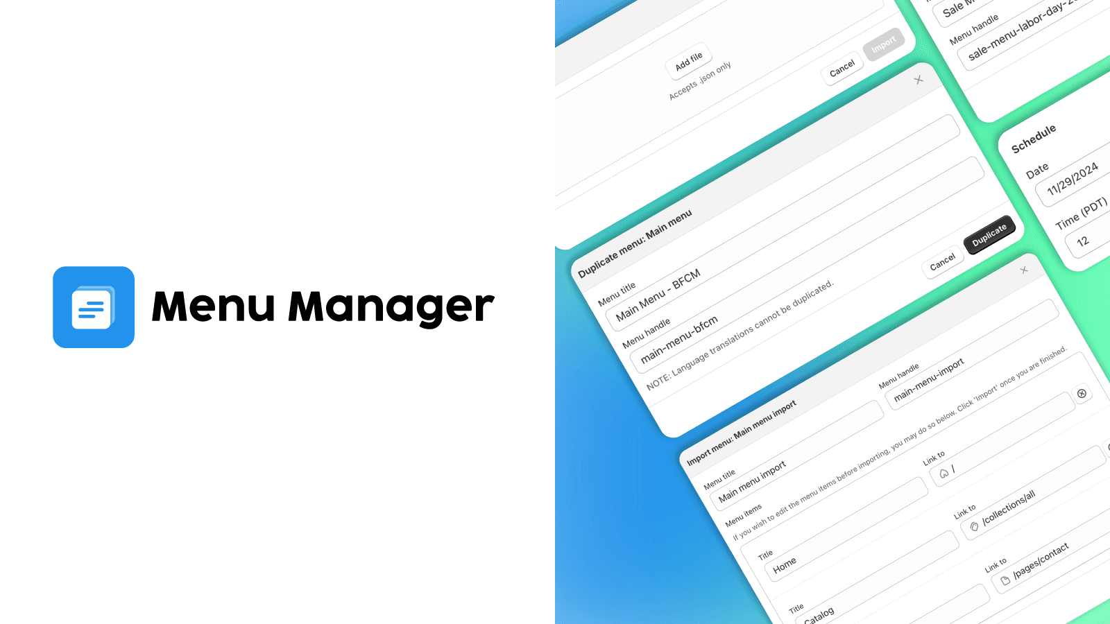 Menu Manager Features Graphic