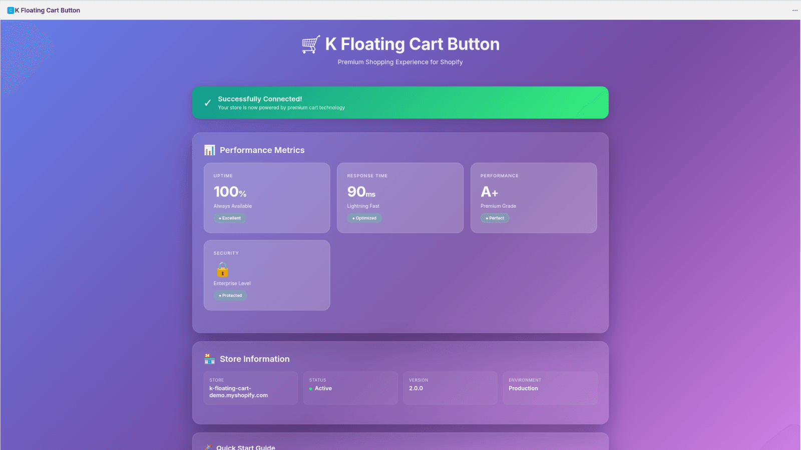 Admin Panel K Floating Cart button for Shopify