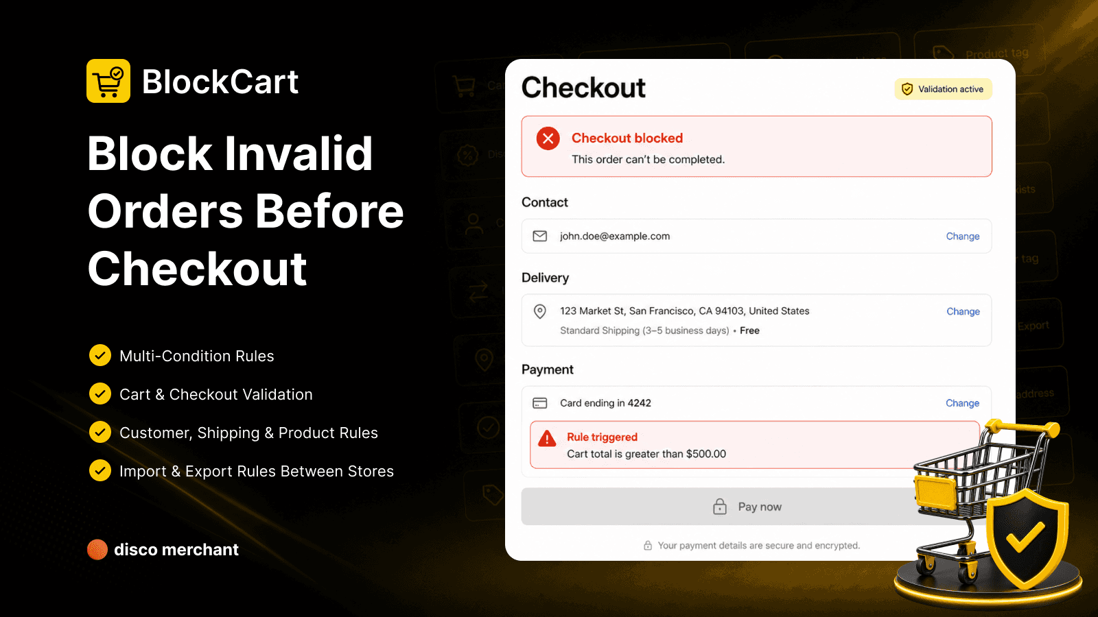 Block invalid orders before checkout
