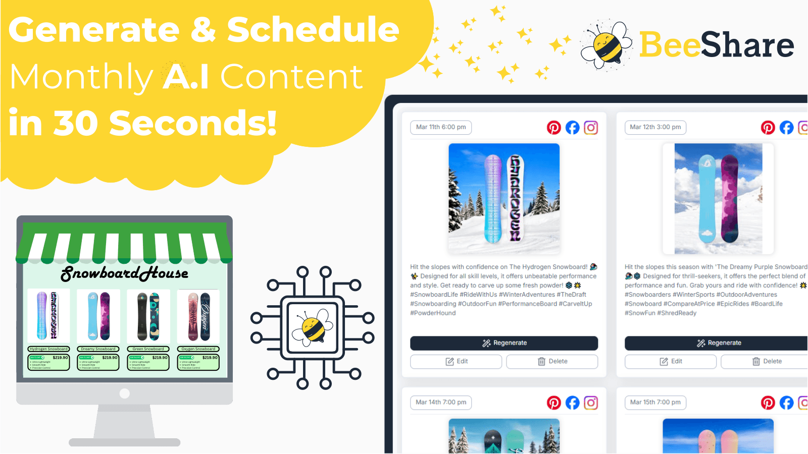 Grow social media with the power of AI. social media auto post