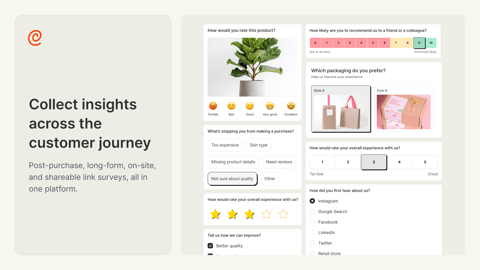Surveys app to get customer insights