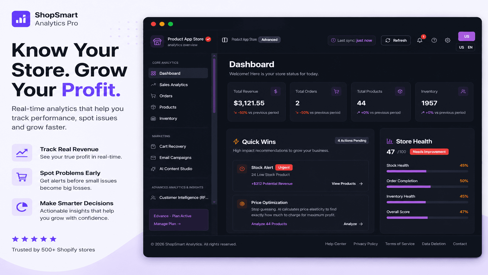 Shopify Profit Analytics & Real-Time Store Insights