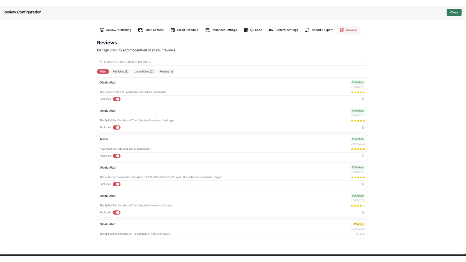 Merchants dashboard