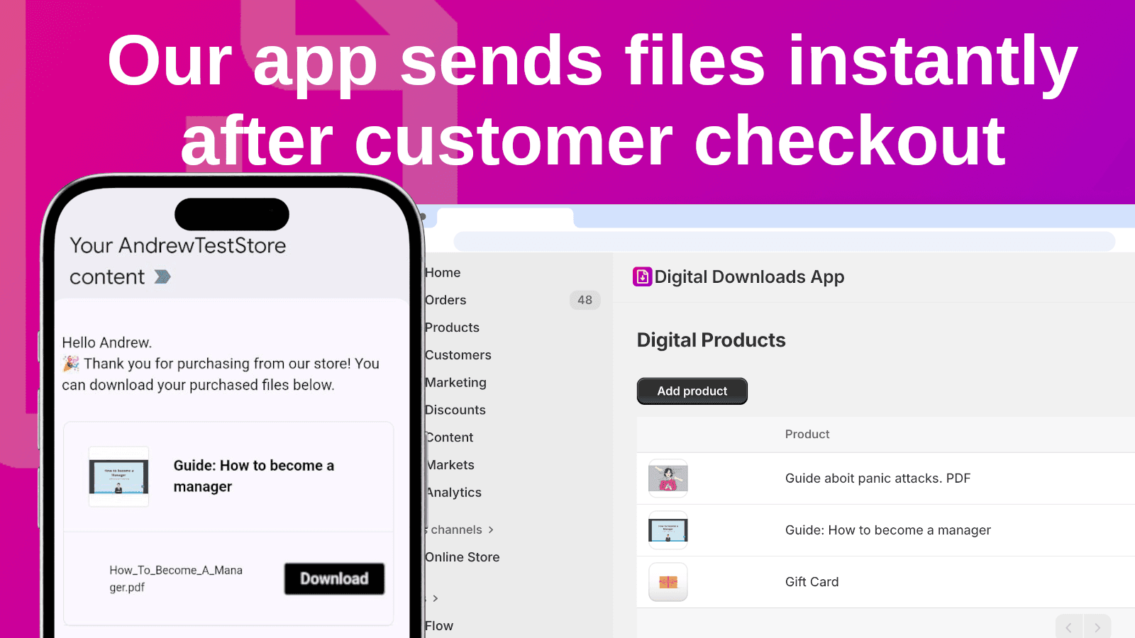 Shopify Digital Downloads App