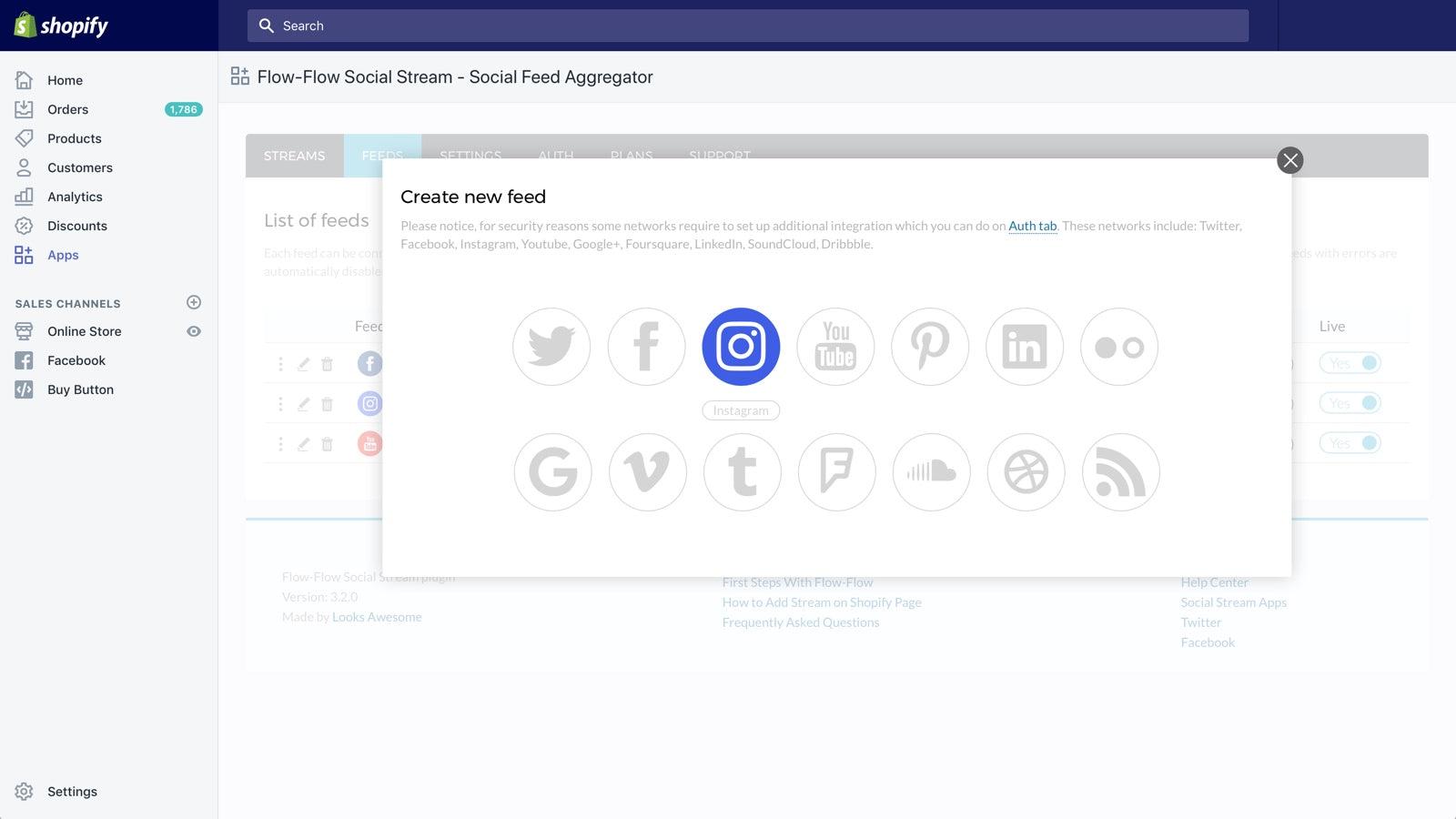 Create new social media feed