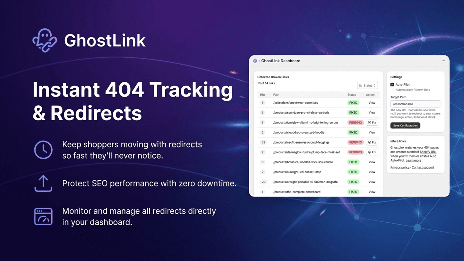 GhostLink - 404 auto redirects