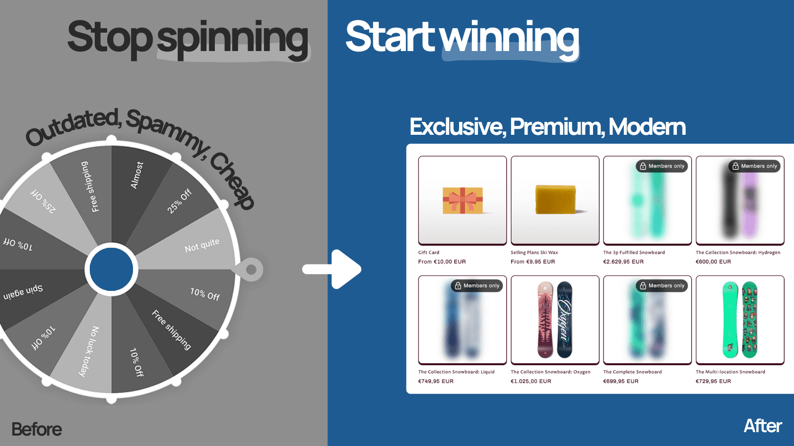 Behind Lock: Premium products lock vs outdated discount spinner