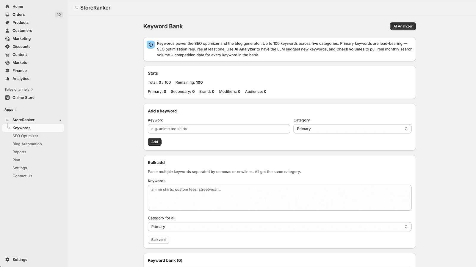 keyword bank