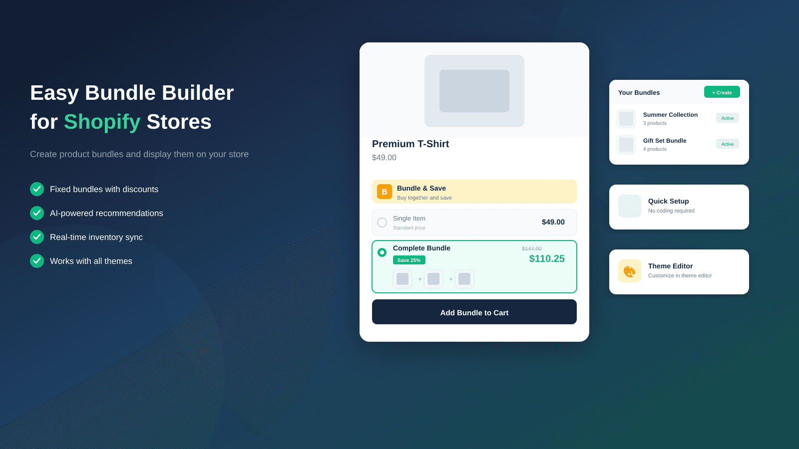 Bundle widget on storefront with admin dashboard preview
