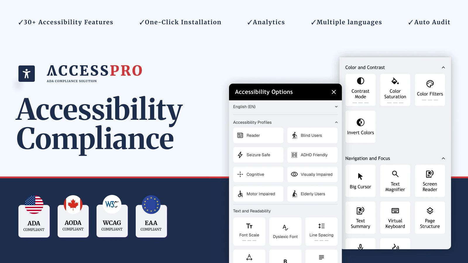 AccessPro Accessibility Widget, ADA, AODA and WCAG compliance.
