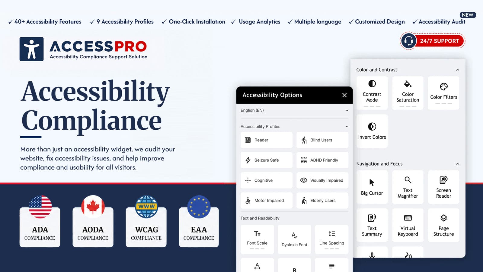 AccessPro Accessibility Widget, ADA, AODA and WCAG compliance.